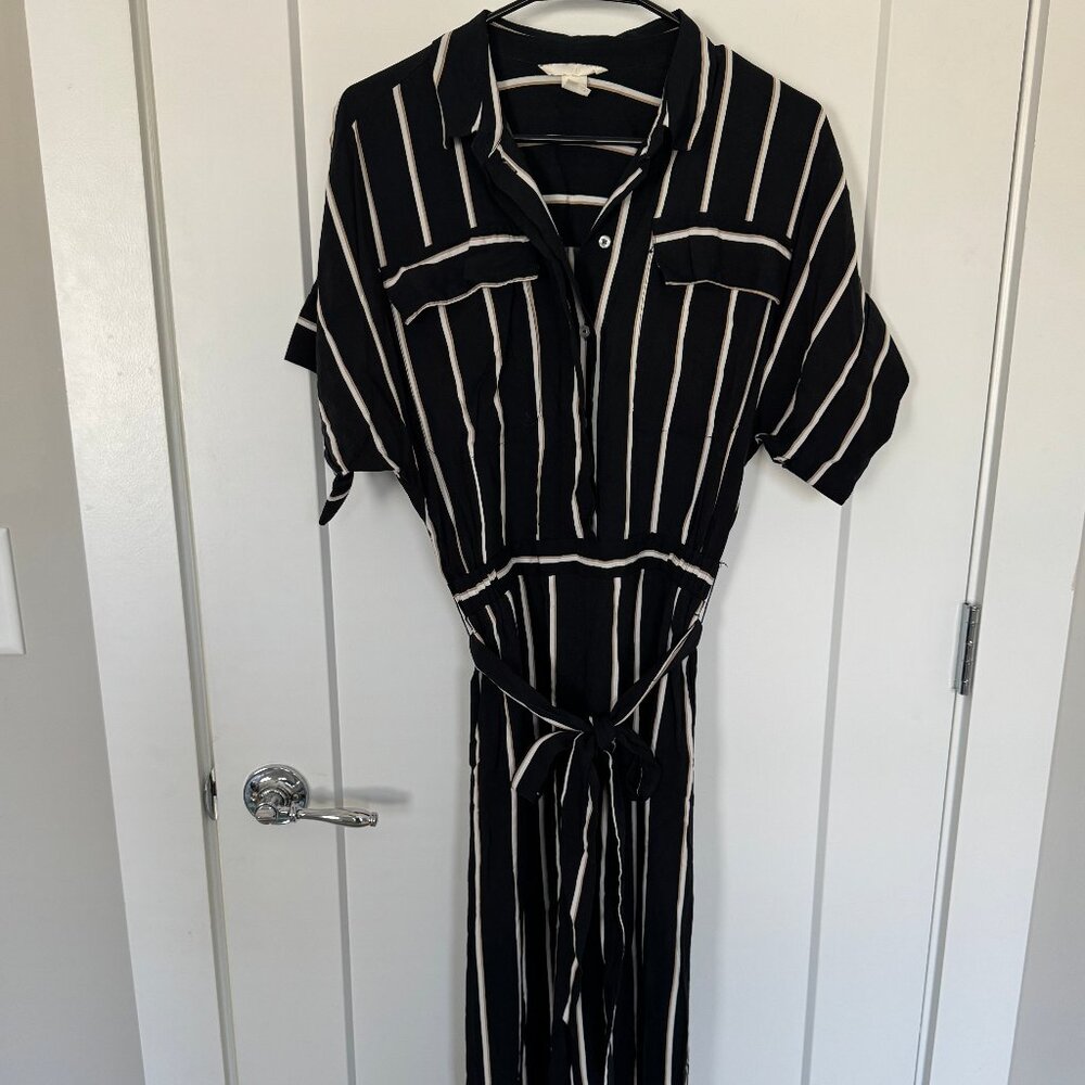 H&M Stripe jumpsuit with tie belt | size US 4